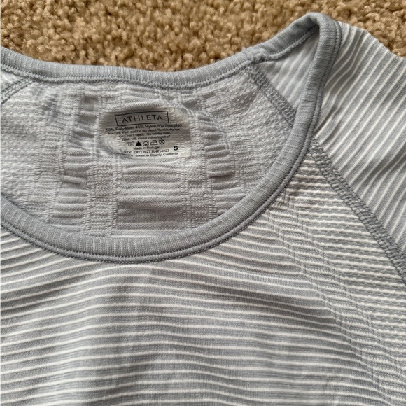 Athleta Gray Striped Short Sleeve Tee - Picture 4 of 8